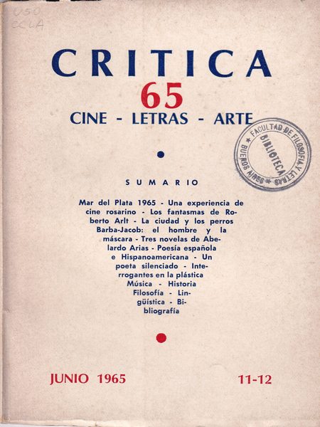 CRITICA (AR) magazine side cover Issue 11-12  June 1965