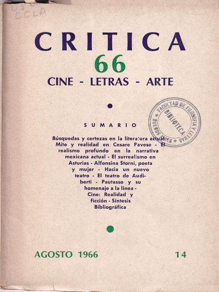 CRITICA (AR) magazine side cover Issue 14  August 1966