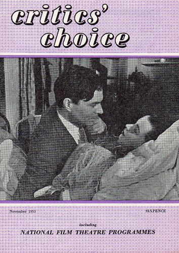 BFI SOUTHBANK GUIDE magazine side cover November 1953