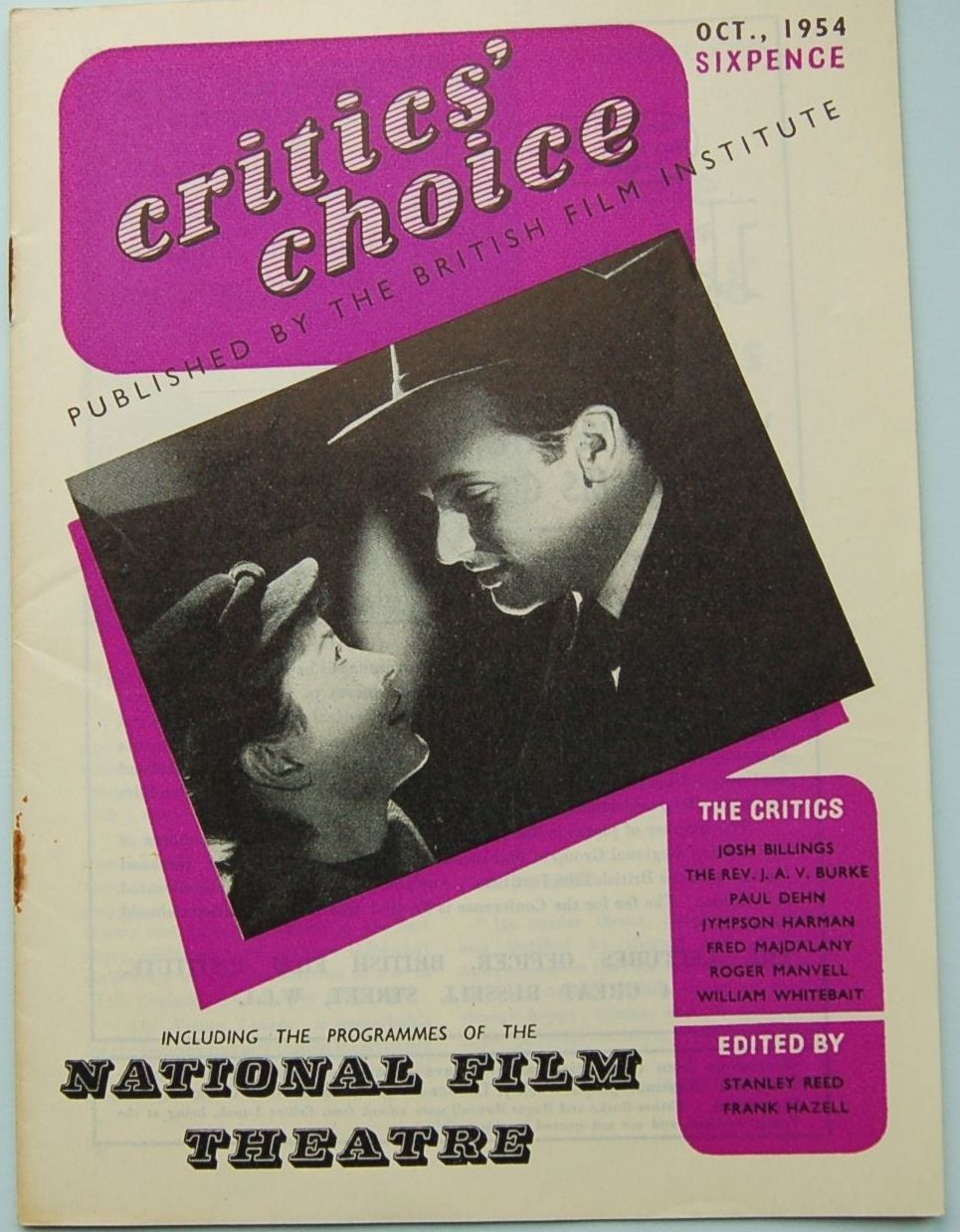 BFI SOUTHBANK GUIDE magazine side cover October 1954