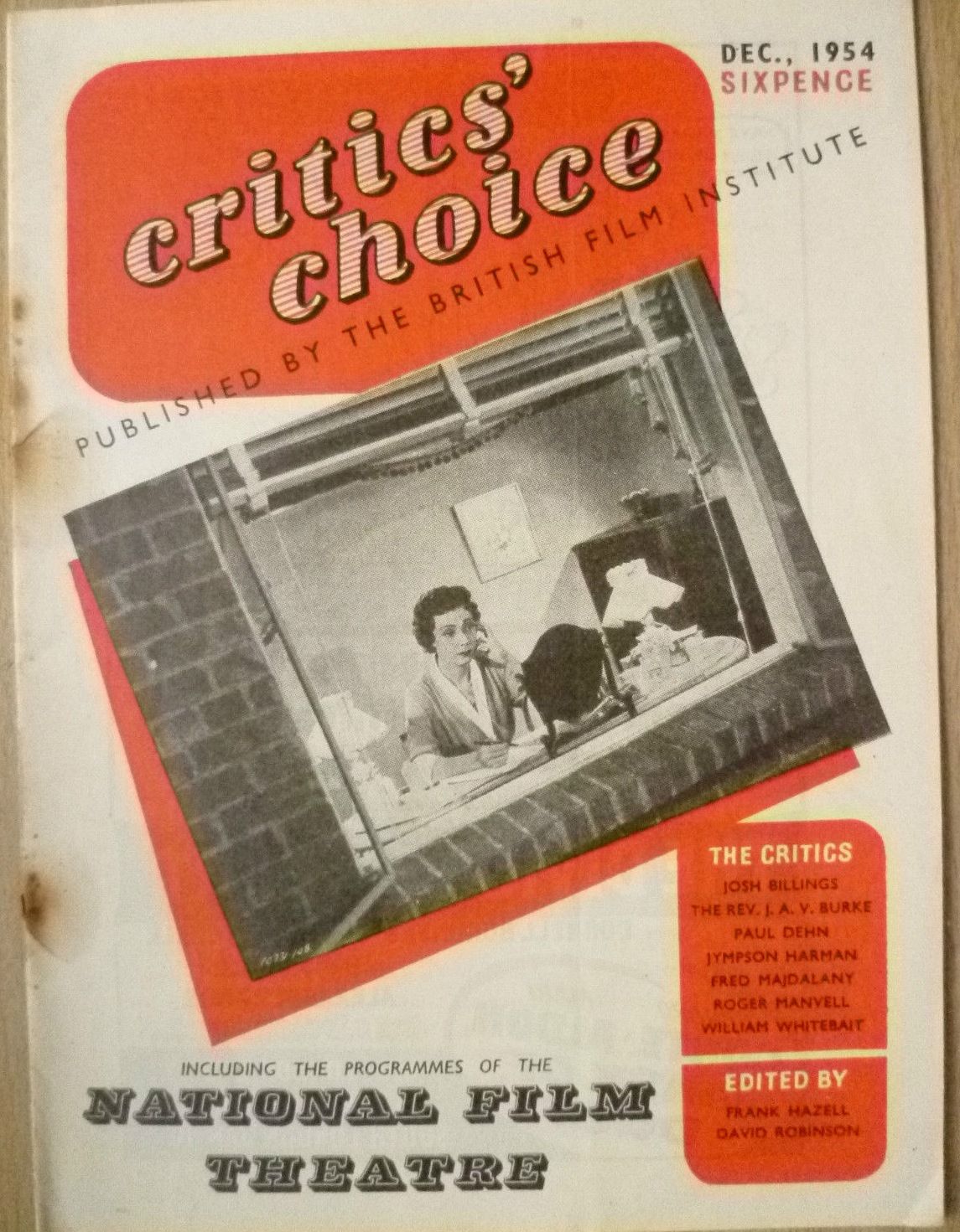 BFI SOUTHBANK GUIDE magazine side cover December 1954