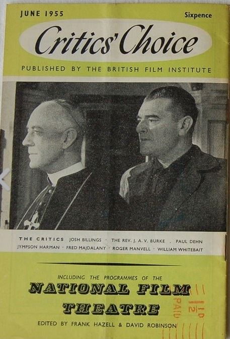 BFI SOUTHBANK GUIDE magazine side cover June 1955