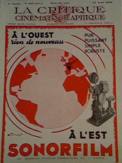 CRITIQUE CINEMATOGRAPHIQUE | LA magazine side cover Issue 187 15 August 1930