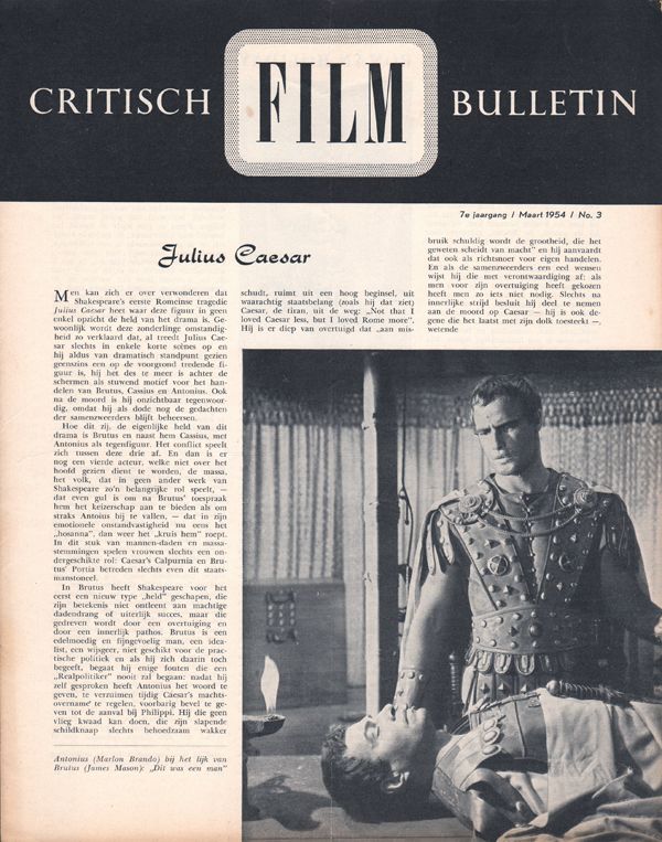 CRITISCH FILMBULLETIN magazine side cover Issue 3  March 1954
