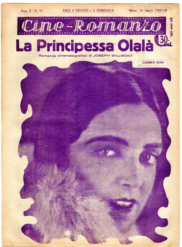 CINE ROMANZO magazine side cover Issue 92 24 August 1930