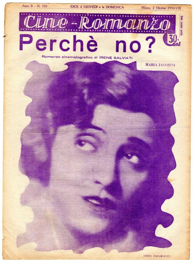 CINE ROMANZO magazine side cover Issue 103 2 October 1930