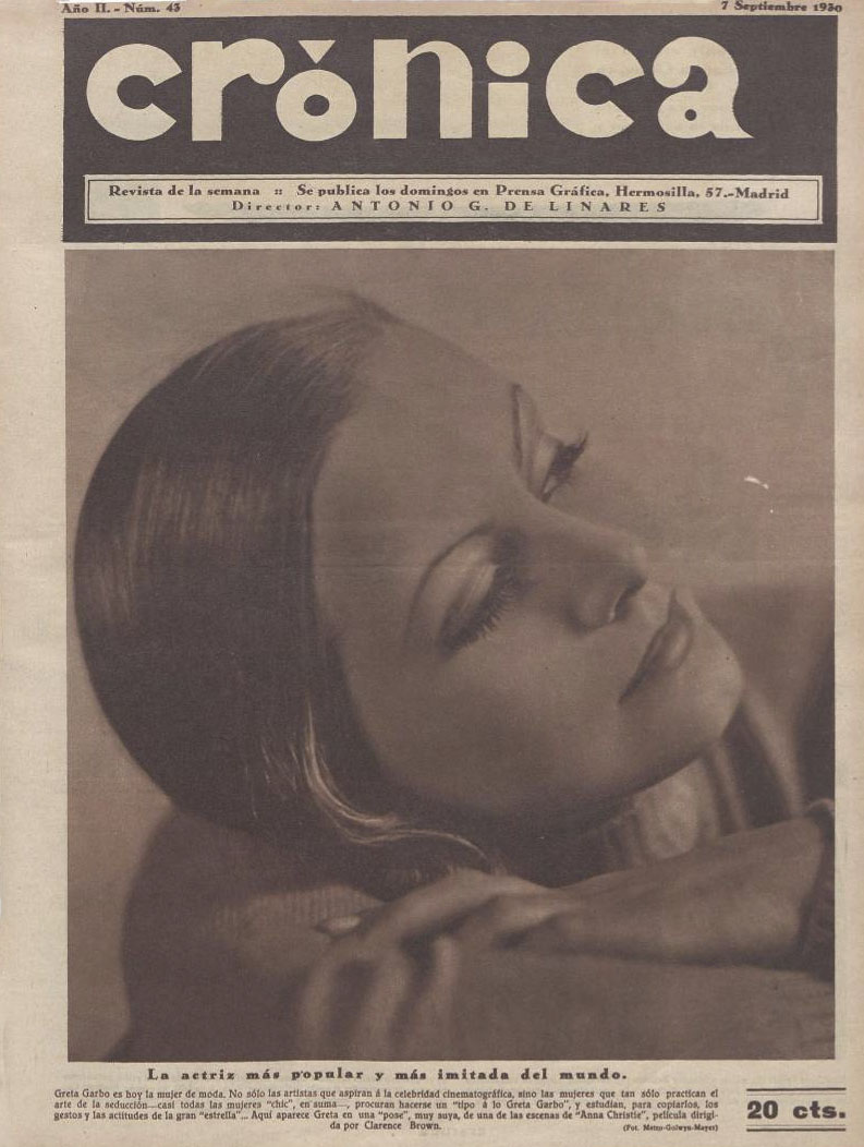 CRONICA magazine side cover Issue 43 7 September 1930