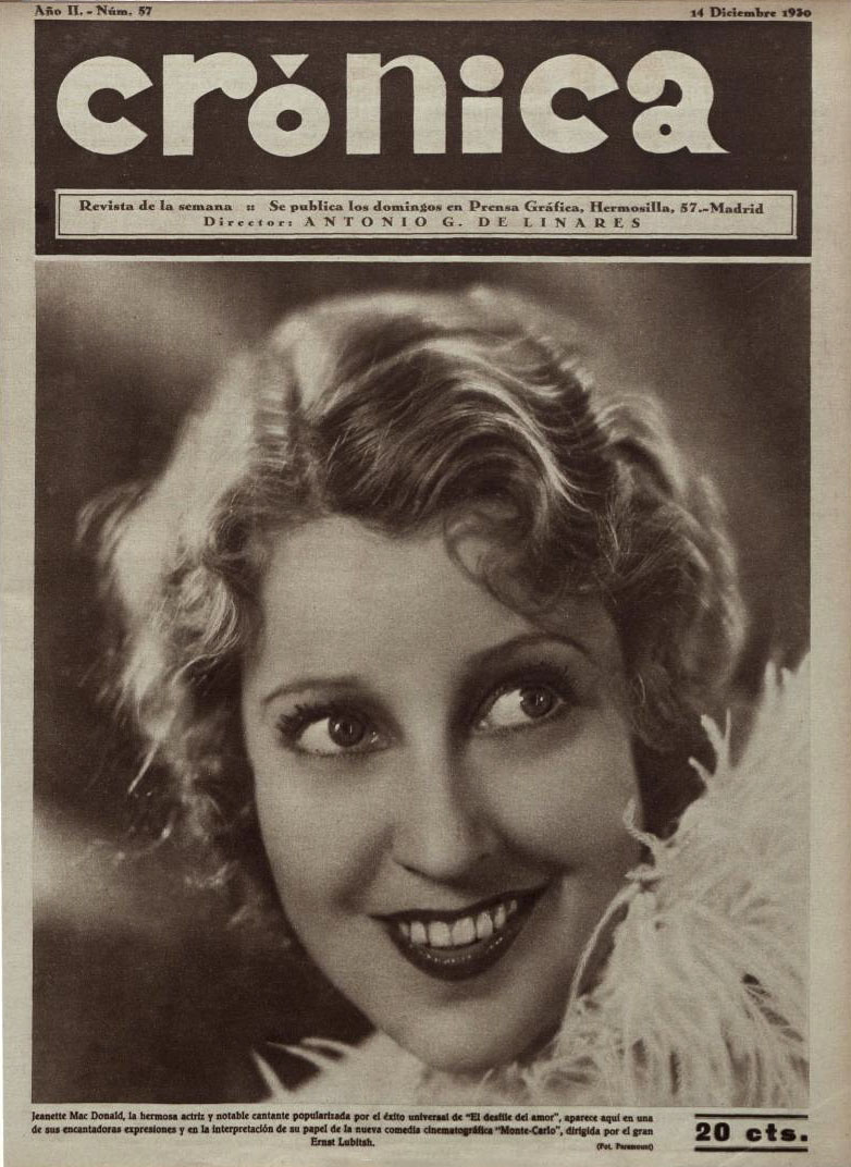 CRONICA magazine side cover Issue 57 14 December 1930