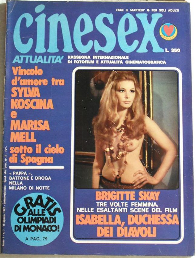 CINESEX magazine side cover Issue 7  Attualita 15 August 1972