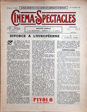CINEMA-SPECTACLES magazine side cover Issue 1530 20 October 1962
