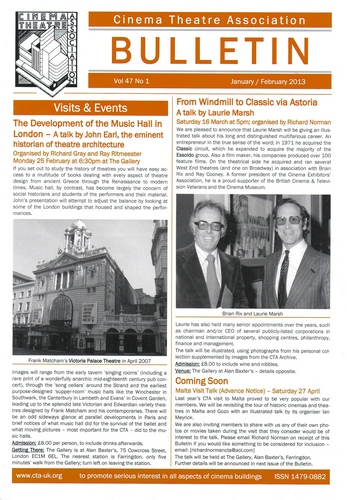 CINEMA THEATRE ASSOCIATION magazine side cover January-February 2013