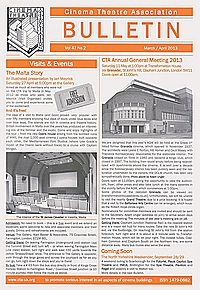 CINEMA THEATRE ASSOCIATION magazine side cover March-April 2013
