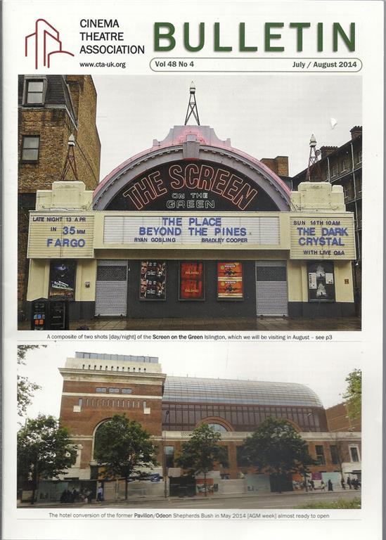 CINEMA THEATRE ASSOCIATION magazine side cover  July/August 2014