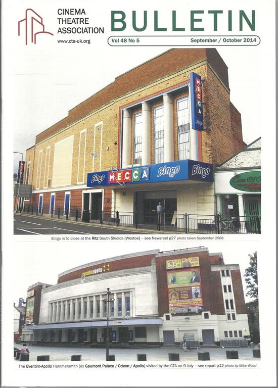 CINEMA THEATRE ASSOCIATION magazine side cover  September/October 2014