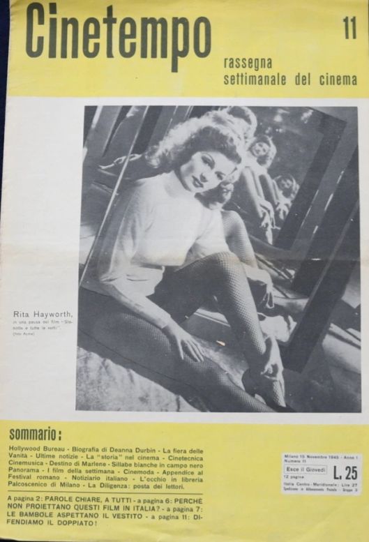 CINETEMPO magazine side cover Issue 11 15 November 1945