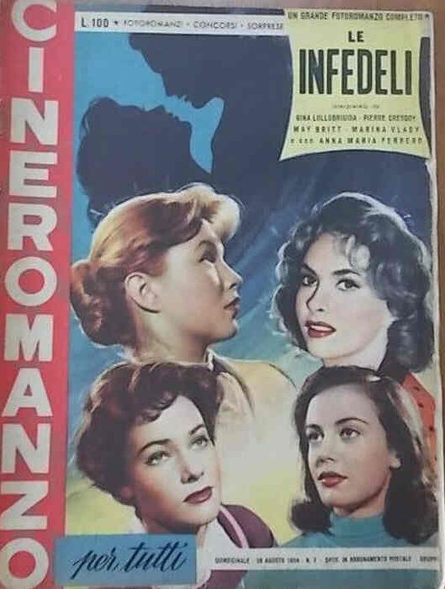 CINEROMANZO PER TUTTI magazine side cover Issue 7  August 1954