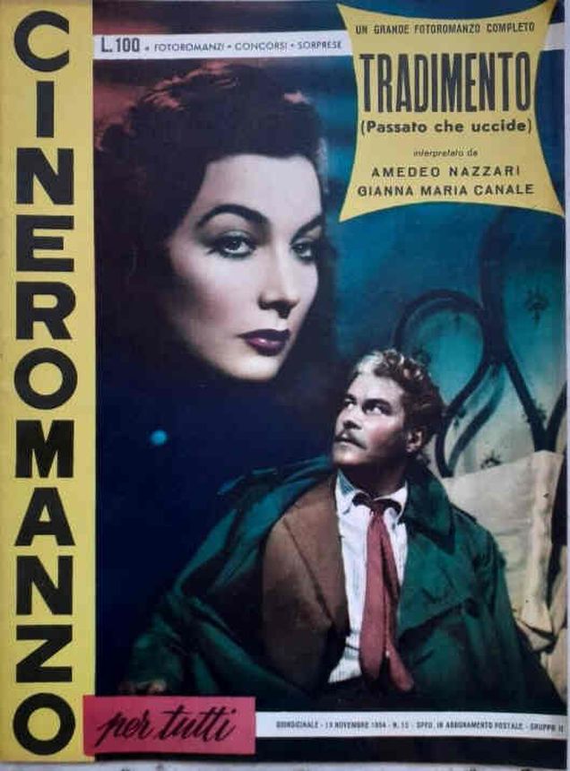 CINEROMANZO PER TUTTI magazine side cover Issue 12 13 November 1954