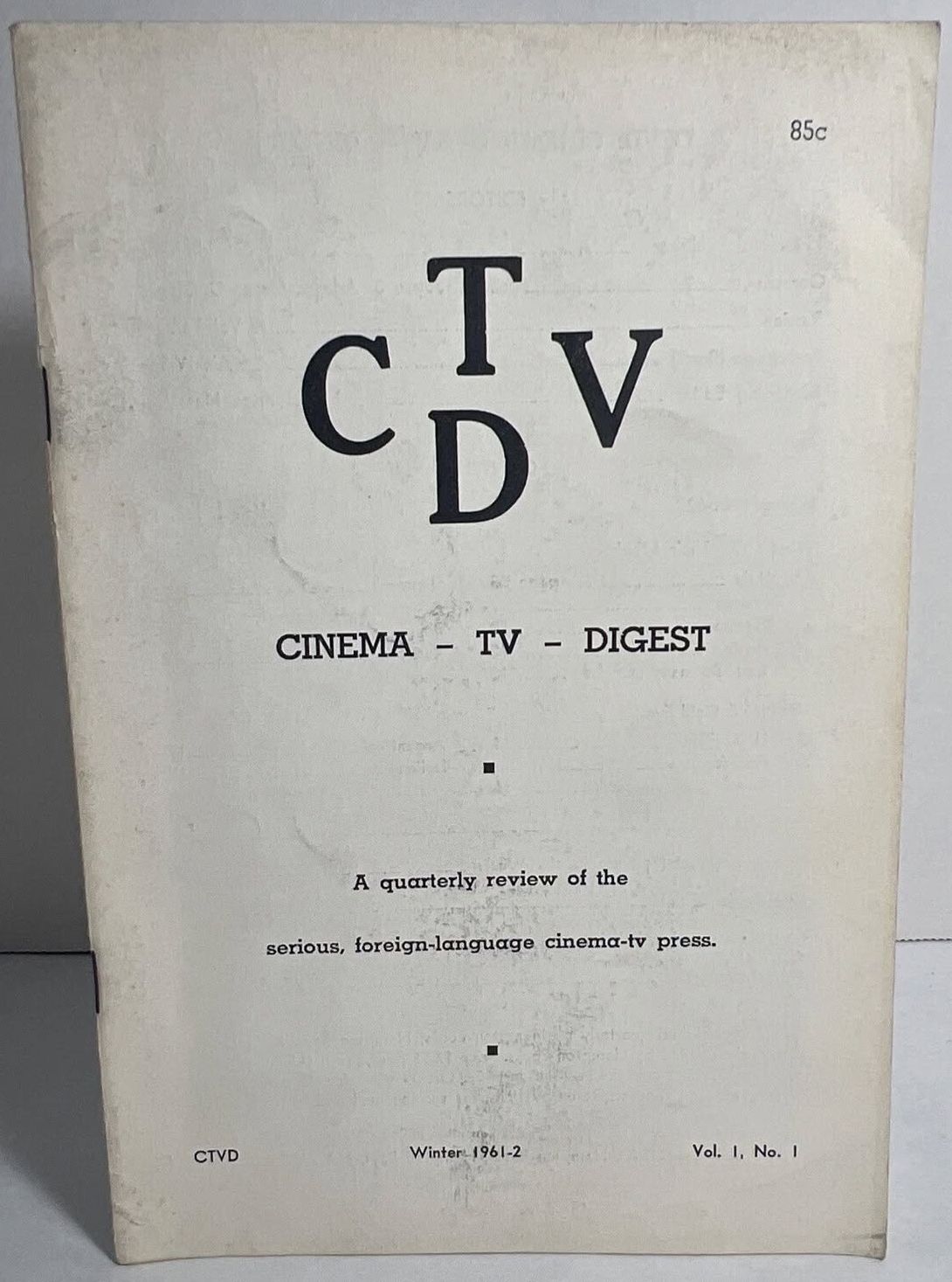 CTVD-CINEMA-TV-DIGEST magazine side cover  Vol 1 No  1 Winter 1961