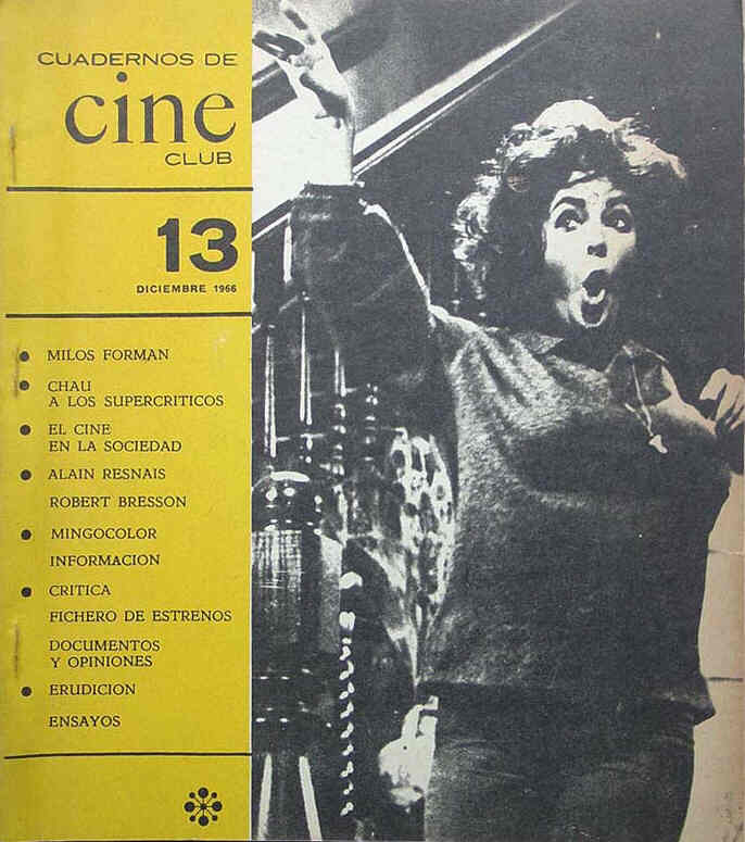 CUADERNOS DE CINE CLUB magazine side cover Issue 13 December 1966