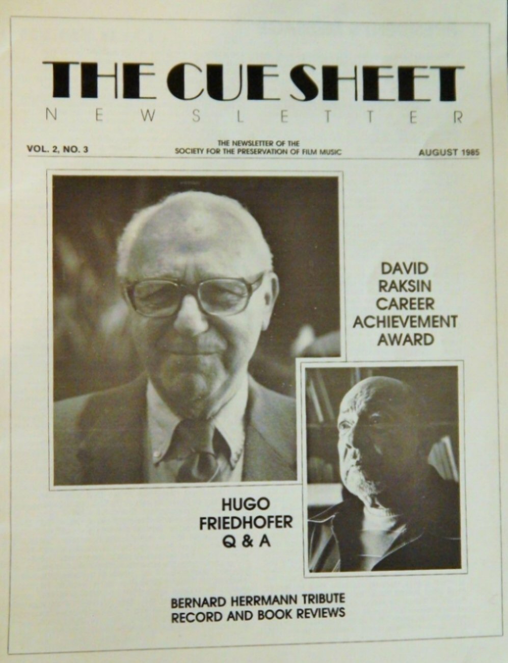 CUE SHEET magazine side cover  Vol 2 No  9  August 1985