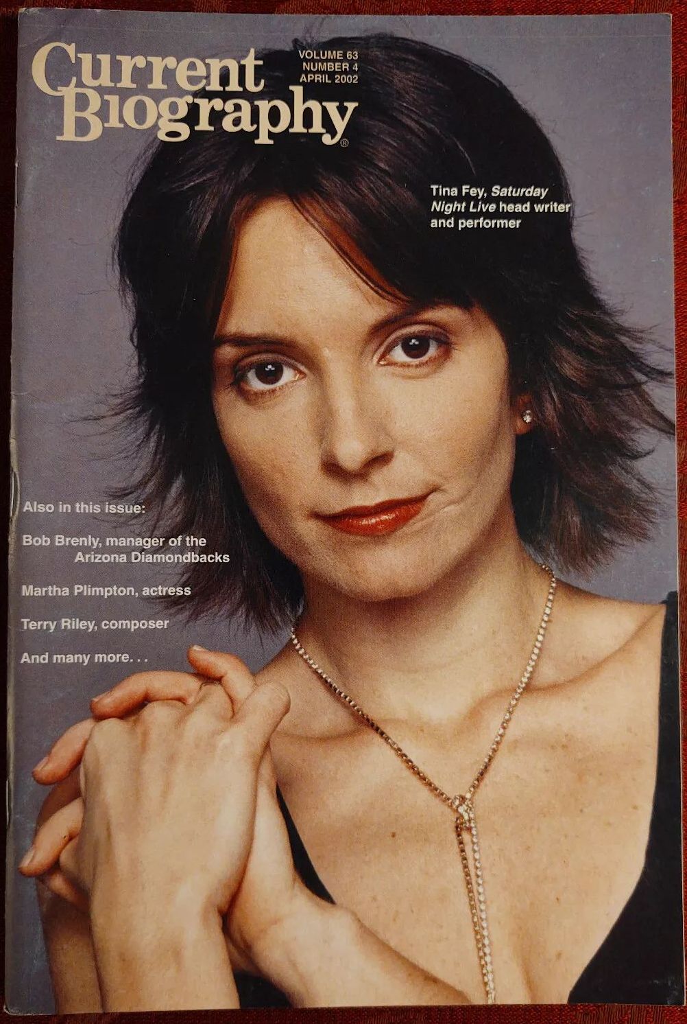 CURRENT BIOGRAPHY magazine side cover  Vol 63 No  4  April 2002