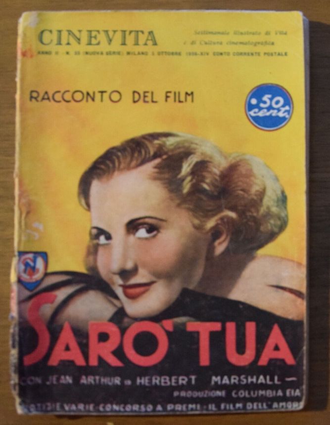 CINEVITA magazine side cover Issue 35 5 October 1936