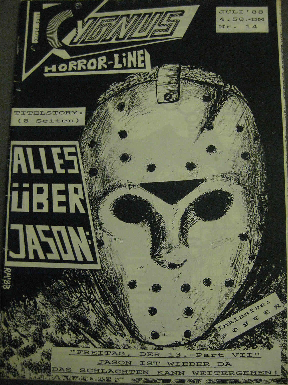 CYGNUS HORROR LINE magazine side cover Issue 14 July 1988