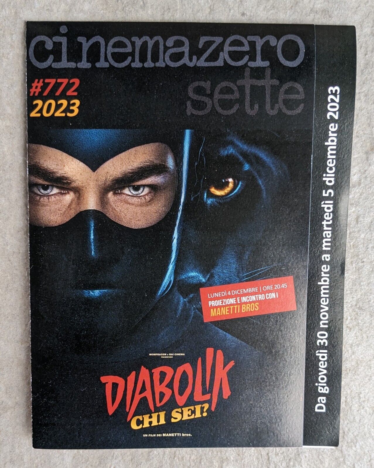 CINEMAZERO SETTE magazine side cover Issue 772 30 November 2023