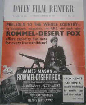DAILY FILM RENTER magazine side cover 27 September 1951