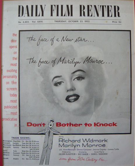 DAILY FILM RENTER magazine side cover 23 October 1952