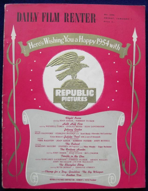 DAILY FILM RENTER magazine side cover 1 January 1954