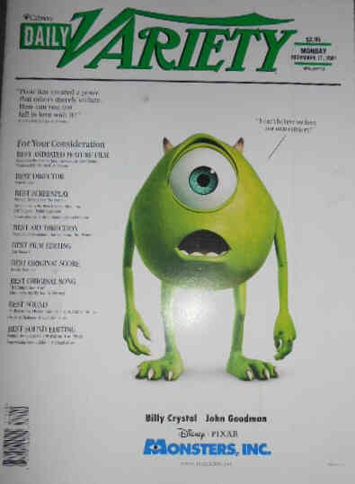 DAILY VARIETY magazine side cover 17 December 2001