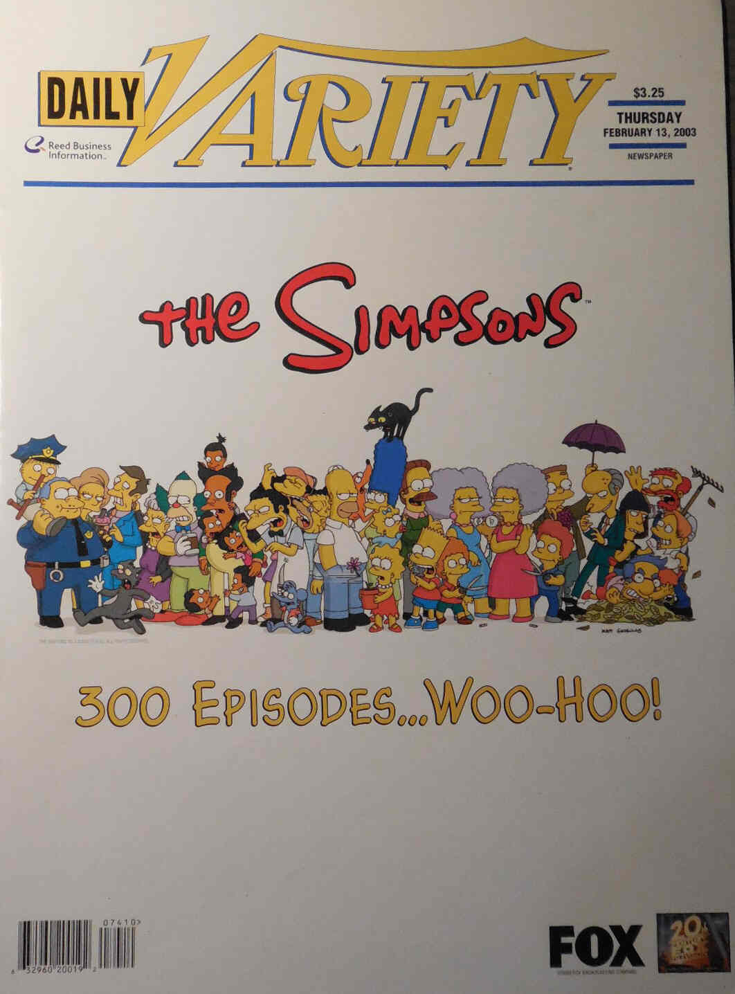 DAILY VARIETY magazine side cover 13 February 2003