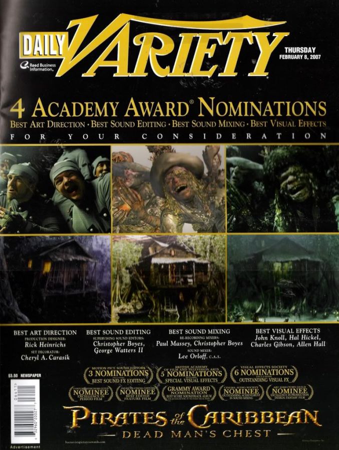 DAILY VARIETY magazine side cover 8 February 2007