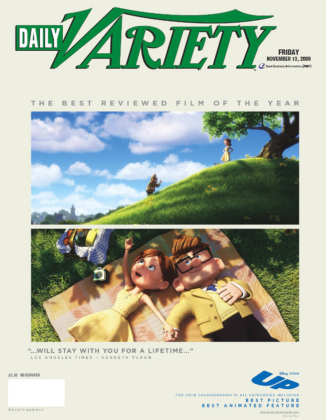 DAILY VARIETY magazine side cover 13 November 2009