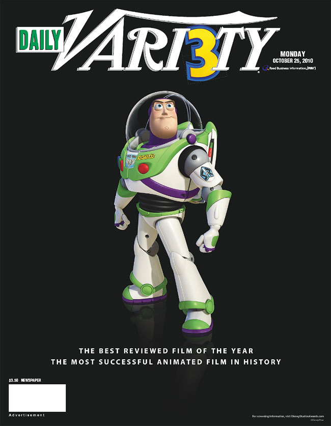 DAILY VARIETY magazine side cover 25 October 2010