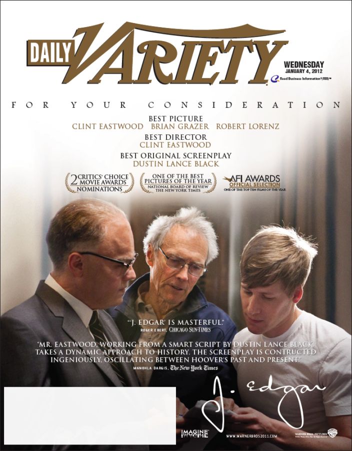 DAILY VARIETY magazine side cover 4 January 2012