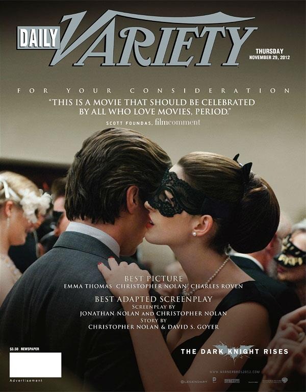DAILY VARIETY magazine side cover 29 November 2012
