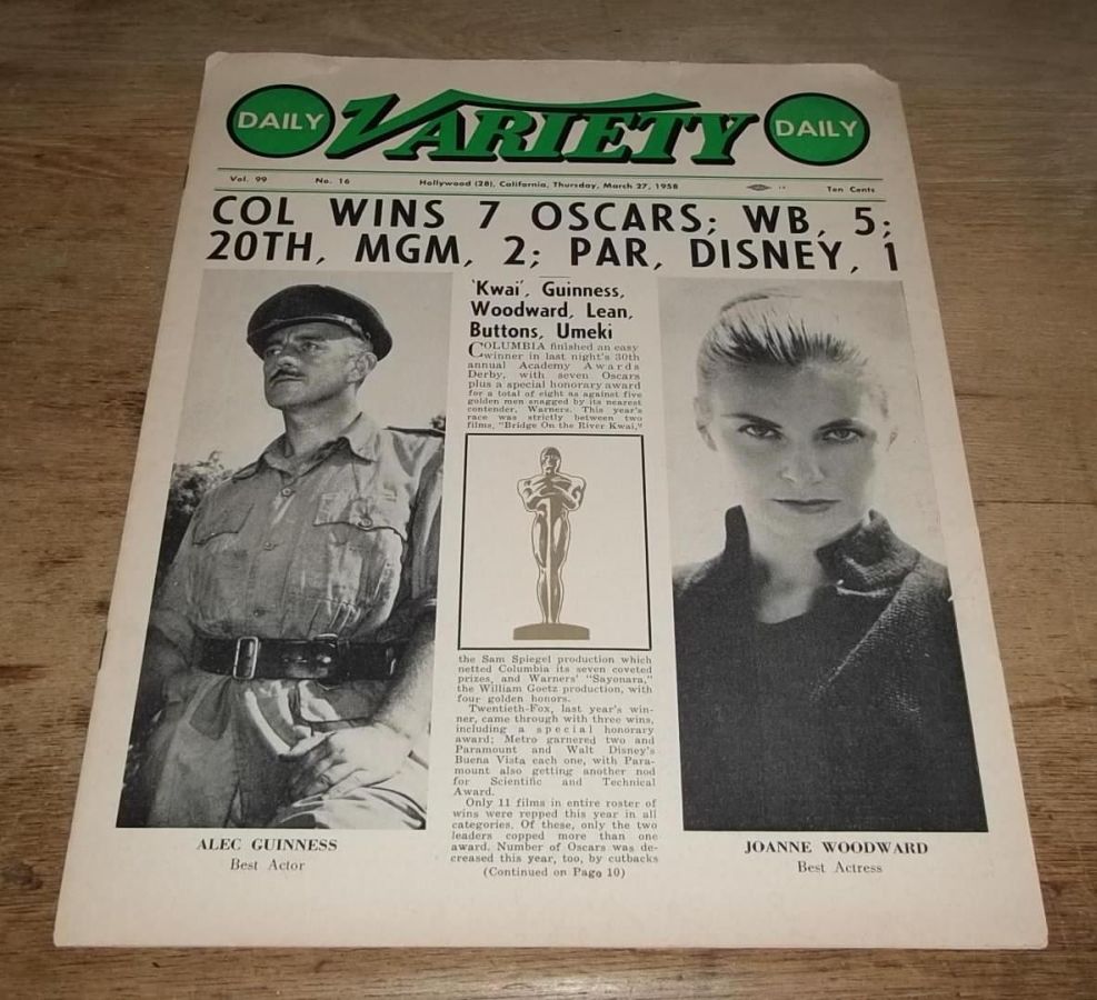 DAILY VARIETY magazine side cover 27 March 1958