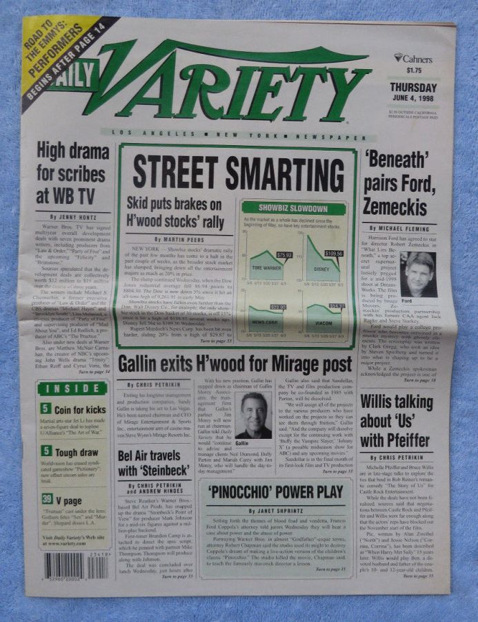 DAILY VARIETY magazine side cover 4 June 1998