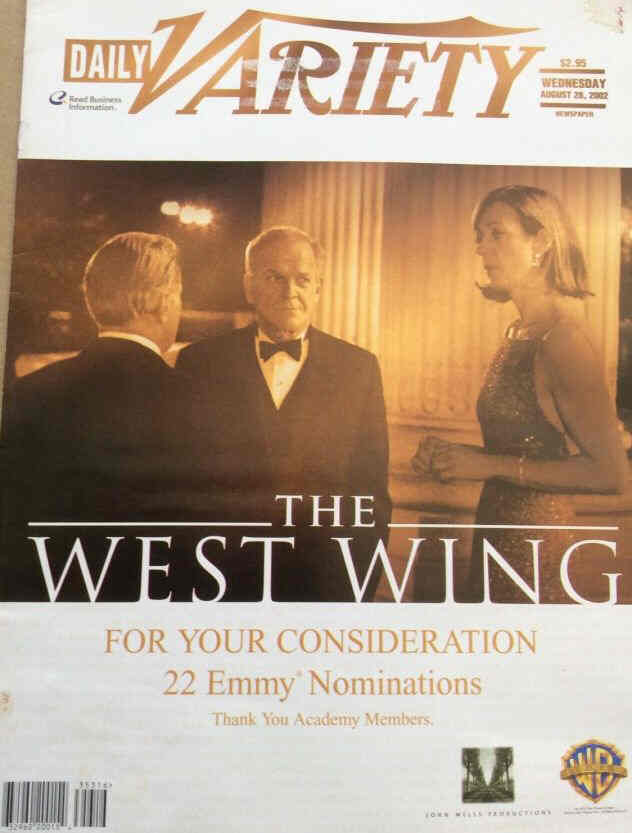 DAILY VARIETY magazine side cover 28 August 2002