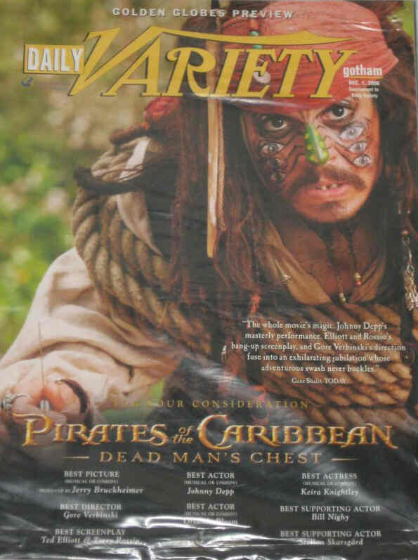 DAILY VARIETY magazine side cover 1 December 2006