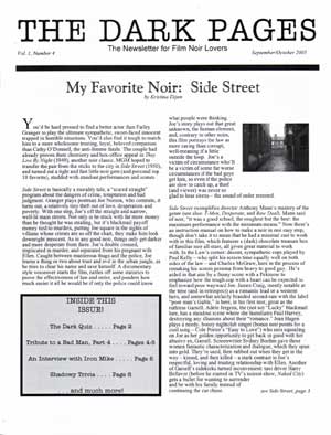 DARK PAGES | THE magazine side cover Issue 4  Vol 1 # 4 September/October 2005