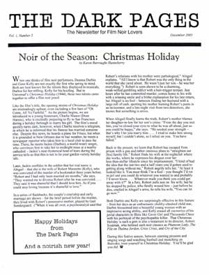 DARK PAGES | THE magazine side cover Issue 5  Vol 1 # 5 December 2005