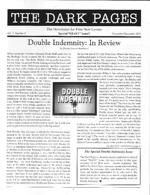 DARK PAGES | THE magazine side cover Issue 38  Vol 7 #6 November/December 2011