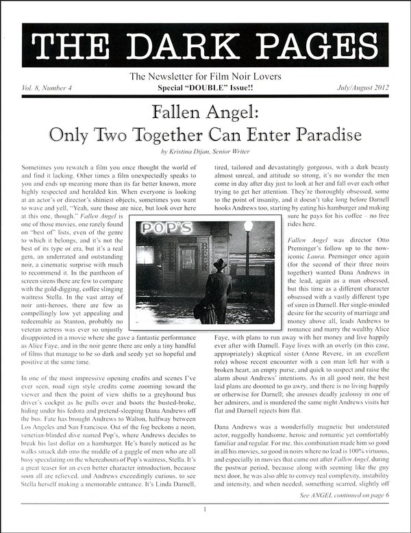 DARK PAGES | THE magazine side cover Issue 42  Vol 8 #4 July/August 2012