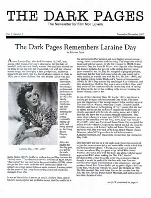 DARK PAGES | THE magazine side cover Issue 16  Vol 3 # 6 November/December 2007