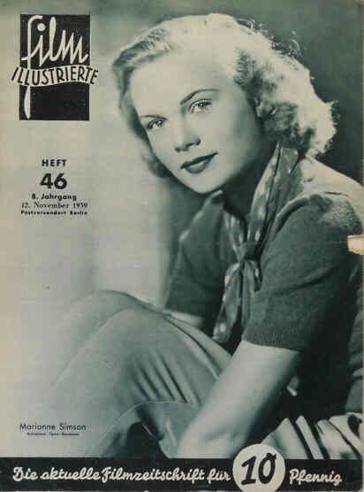 FILM ILLUSTRIERTE (1929-43) magazine side cover Issue 46 12 November 1939