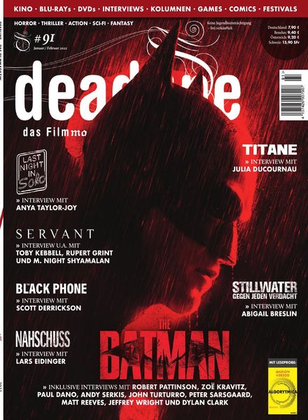 DEADLINE magazine side cover Issue 91  January/February 2022