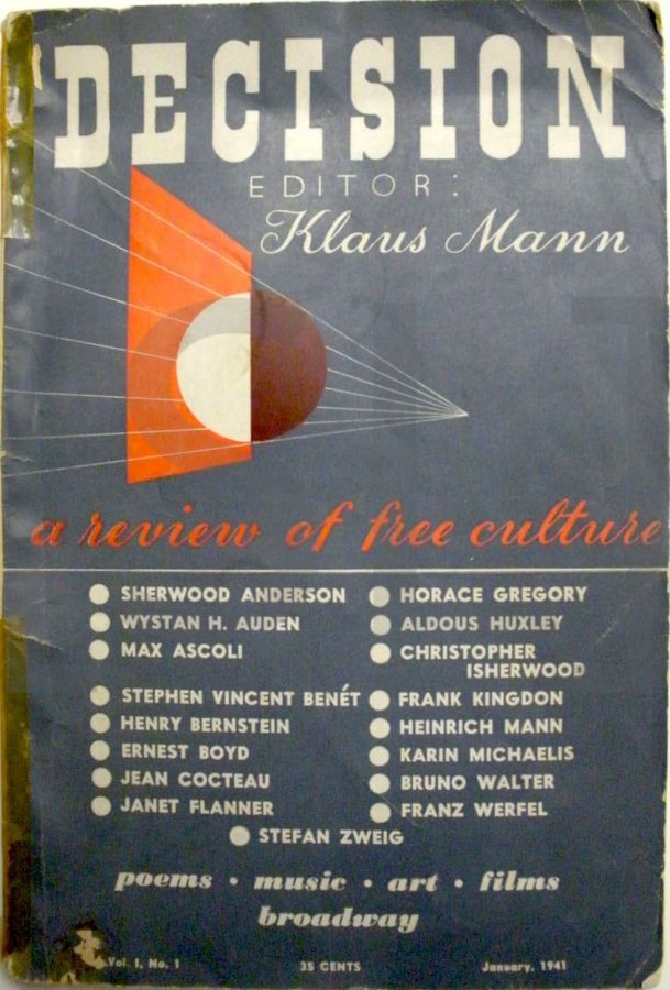 DECISION magazine side cover Issue 1  January 1941